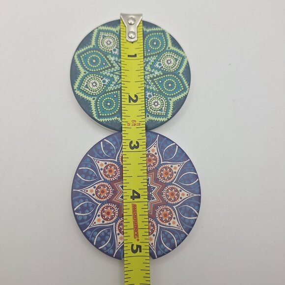 Ceramic Car Coasters Mandala Design Cork Backing 2.75 Inch‎ Diameter Cup Holders - Picture 3 of 6